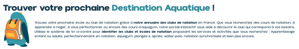 menu accueil Destination Aquatique recherche clubs & écoles de natation